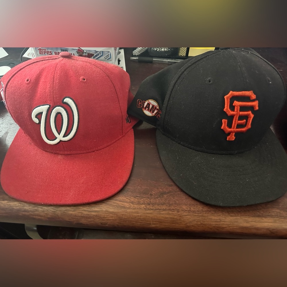 Baseball snap back hats Giants & Nationals